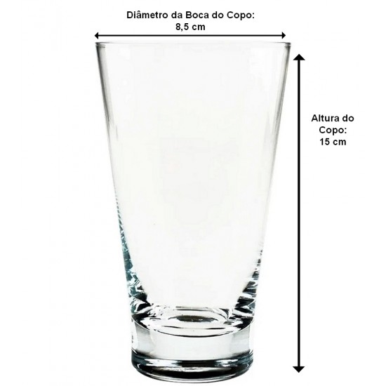 Jogo 6 Copos 370ml 15cm Altura Sophia Em Cristal Ecológico